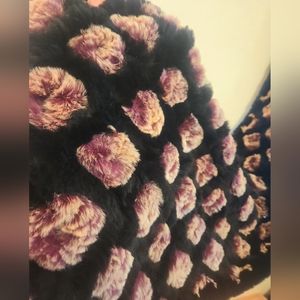 Vintage Black/Plum/Taupe Rabbit Stole/Wrap